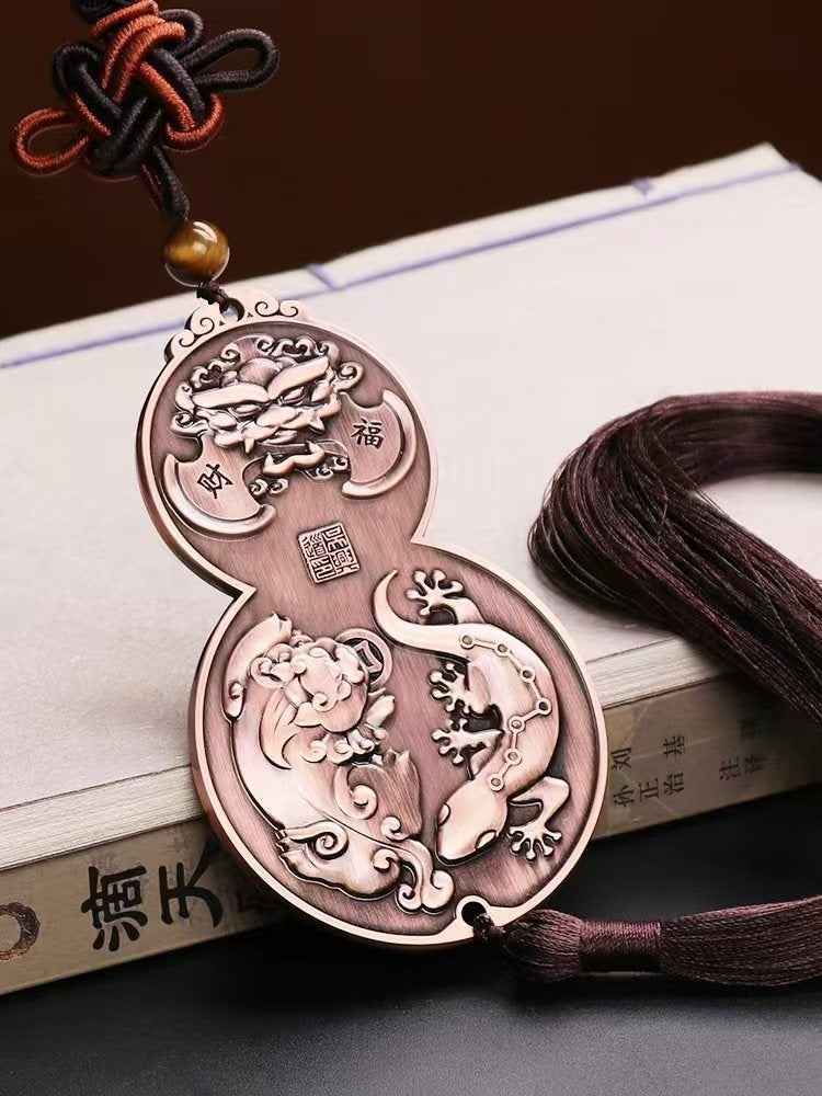 Pi Xiu, Gecko & Hulu Talisman Pendant – Cosmic Guardianship & Triple Blessings